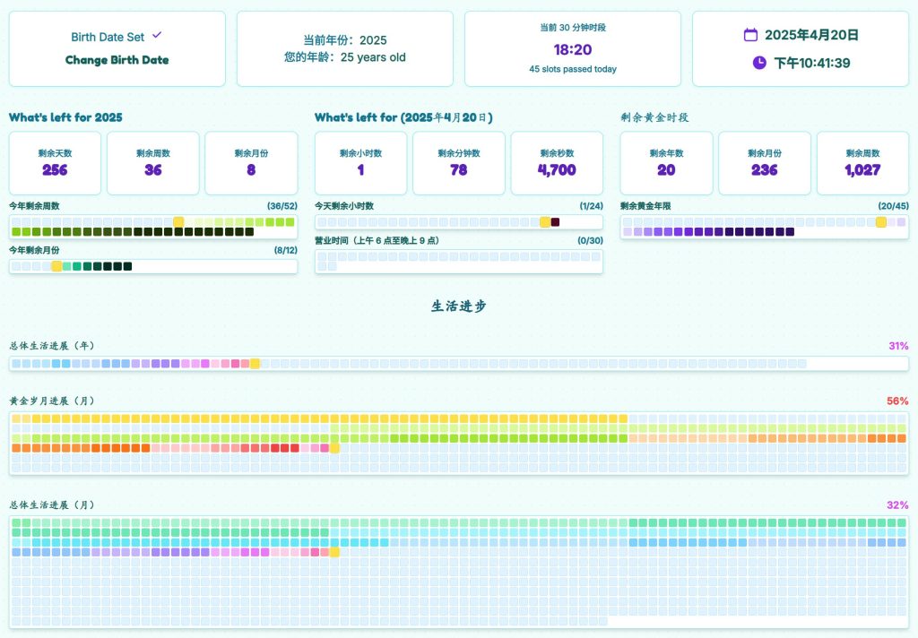 ⌛ 生命格 – 可视化你的生命 (https://karthicobla.github.io/LifeTimeVisualizer/)-软件|windows|android|mac|破解|crackMacfun-A very interesting site