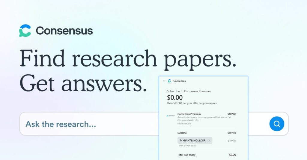 🔎 Consensus(共识) – 一个基于 AI,能在科学论文中为你找到答案的搜索引擎 (免费获取一年)-Macfun-A very interesting site 🔎 Consensus(共识) – 一个基于 AI,能在科学论文中为你找到答案的搜索引擎 (免费获取一年)-Macfun-A very interesting site